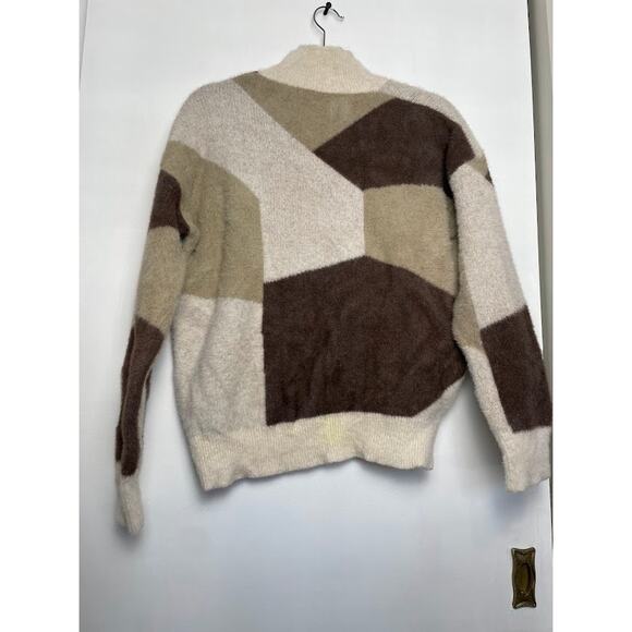 Michelle Nicole Wool Sweater Brown Turtleneck Fall Pullover Geometric Retro Sz M - Picture 8 of 14